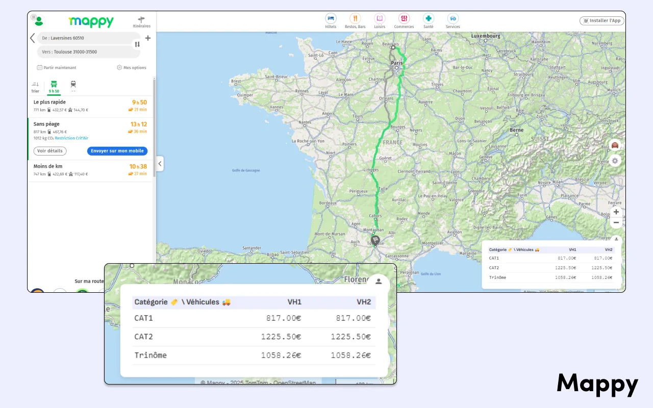 Kilometrix sur Mappy